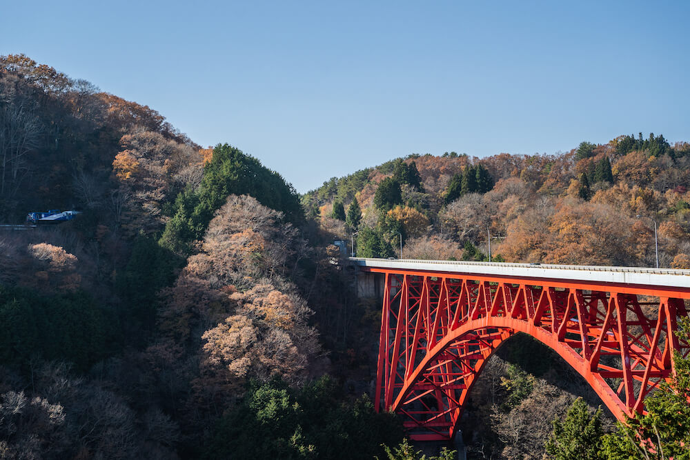 木次線、出雲坂根〜三井野原駅間を走る奥出雲おろち号